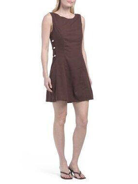 🔥ATLANTIC Linen Blend Bead Mini Shift Dress